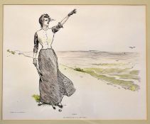 Life Publishing Co USA 3x hand coloured Gibson style golfing prints c1900 to incl 