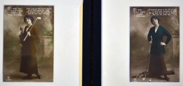 Stanmore Golf club and Lady Golfer postcard - titled 