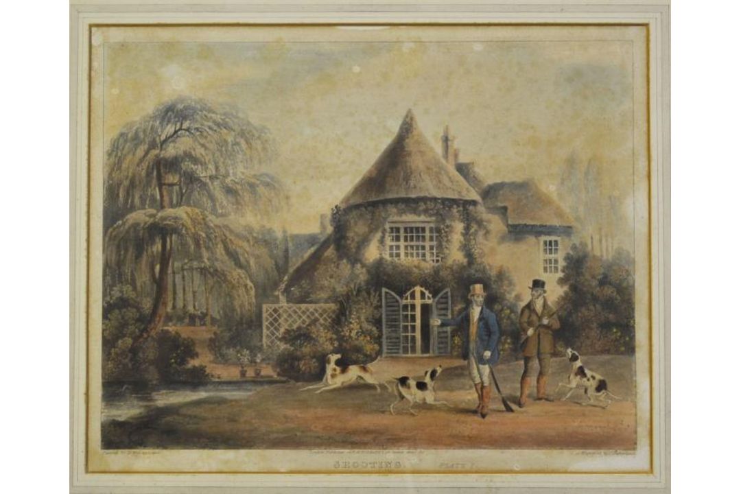 Early 19th c Shooting scene engravings - set of 4 coloured plates from the originals by D - Image 1 of 3