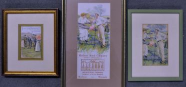 3x early and original golfing coloured advertising cards from the 1890s onwards  to incl Huntley and