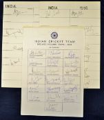 1996 India signed cricket team sheets featuring players such as Azharduddin^ Raju^ Ganguly^ Joshi