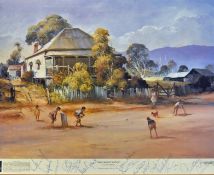 1995 England Cricket Team - D'Arcy Doyle signed colour cricket print titled 