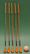 A fine set of 5 miniature long nose play clubs made by Tom Gamble club maker for 