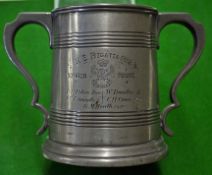 1882 Rowing regatta pewter trophy - the double handled 1pt tankard is engraved 