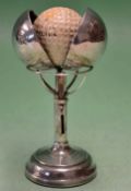 1935 Silver Golf Ball trophy holder - silver hallmarked Birmingham 1935 comprising a silver pedestal