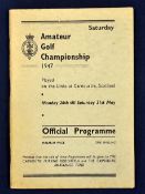 Rare 1947 Amateur Golf Championship programme  - for the final round played on Saturday 31st May
