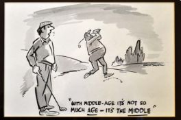 Houghton^ George (1905-1993) - 2 original signed pen and ink golfing cartoon illustrations -