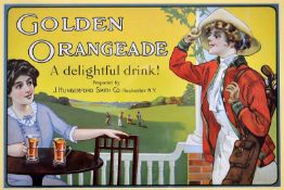 J Hungerford Smith Co.^ Rochester New York - original coloured golfing advertisement c1900 titled 