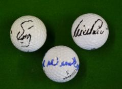 3x major golf winners personal signed golf balls -to incl rare Nick Price Precept 