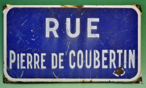 Olympics - French blue and white enamelled street sign 