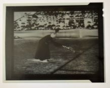 Ladies lawn tennis negative depicting an action shot of a ladies tennis match the item is in good