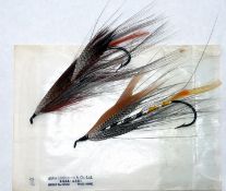 FLIES: (2) Pair of low water steel eye salmon flies on black hooks, each 3
