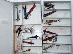 LURES & BOX: Farlow & Co., London black japanned lure box 11