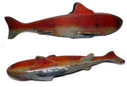 DECOY: Unusual folk art style wooden decoy fish lure, 17.5