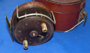 REEL & CASE: (2)  Rare Allcock Sea Britannia Aerial type trotting reel, 3.4