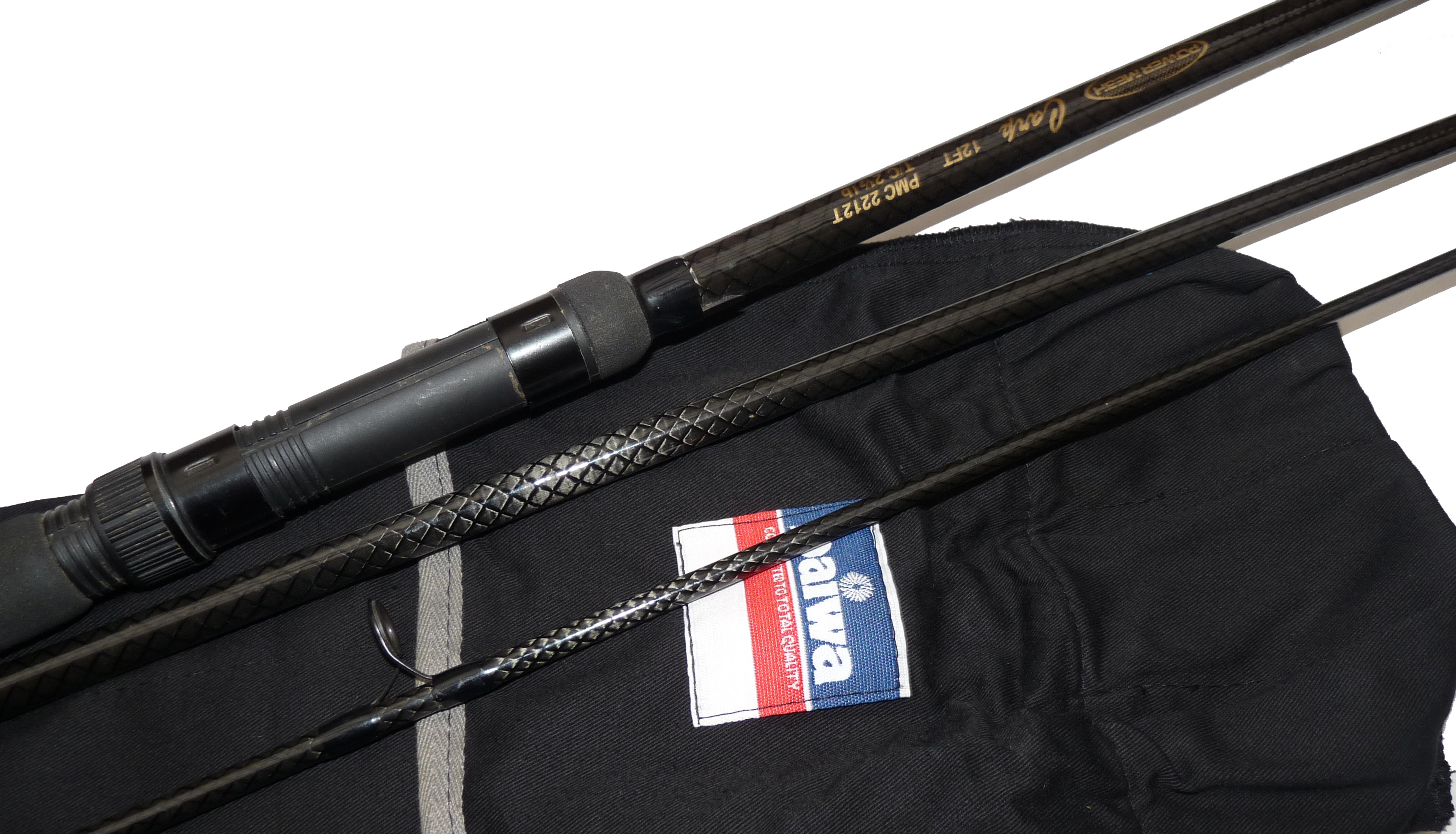 ROD: Diawa Power mesh carp rod, 12'3 pce woven carbon blank, black whipped sic guides, 2.5 lb test