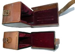 REEL CASES: (2) C Farlow & Co., block leather reel case to take reels up to 4