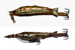 LURE: Scarce unnamed Allcock Flexible Bait No.82, c1870, silver thread wrapped minnow bait, 2.1