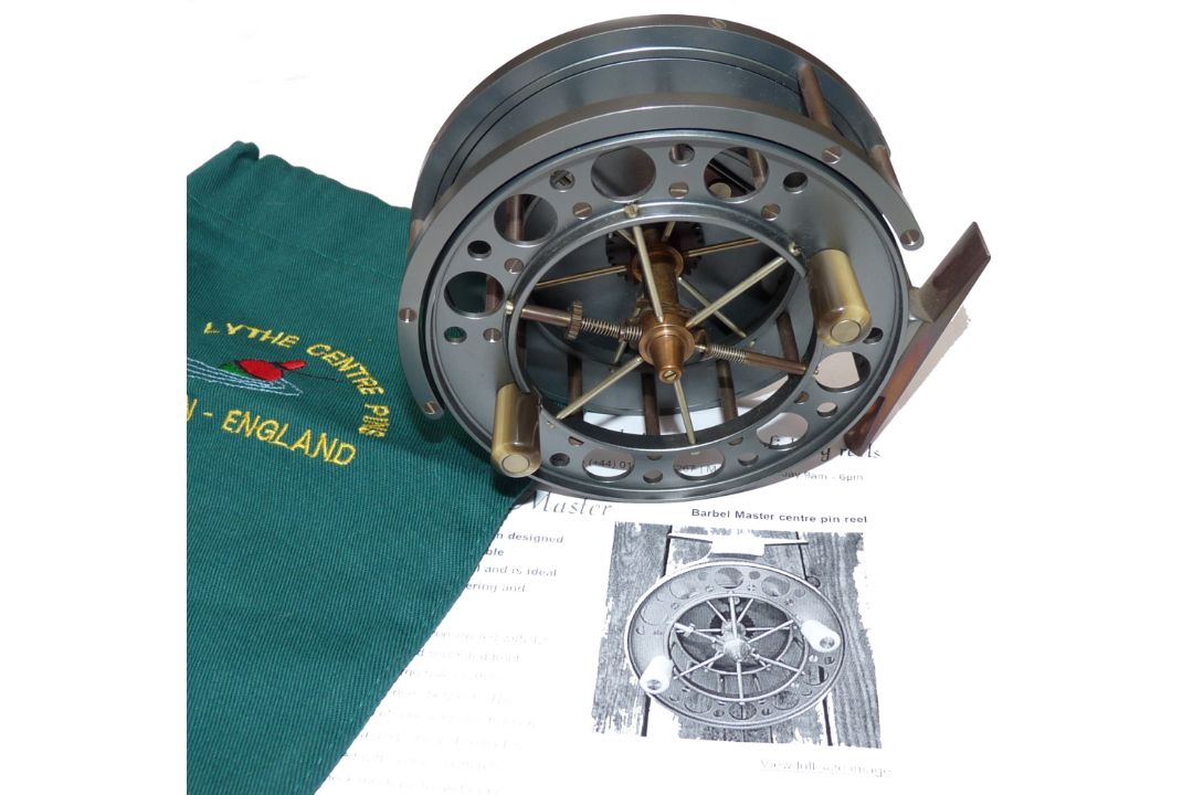 REEL: Chris Lythe Centrepin "The Barbel Master" Aerial pattern reel, 4.5" diameter, 8 large holes
