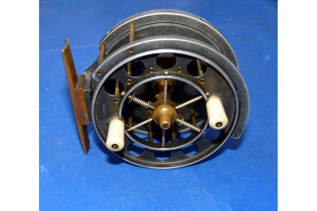 REEL: Early Allcock 3" alloy Aerial trotting reel, 6 spoke with tension regulator, face plate - Image 1 of 3