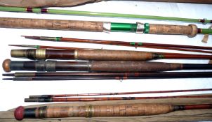 RODS: (4) James Ogden maker Cheltenham 9' 3 piece split cane trout fly rod, bronze ferrules, agate