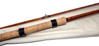 ROD: A.O. King maker's Farnham, Surrey Mk1V Carp Rod Plus, 10' 2 piece split cane, red agate butt/