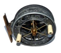 REEL: Allcock's Aerial 6 spoke alloy centre pin reel with double ventilated front plate, 3.5