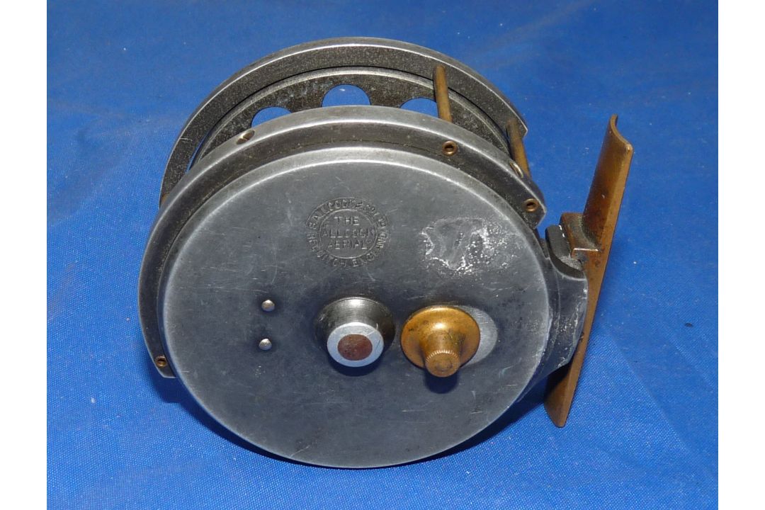 REEL: Early Allcock 3" alloy Aerial trotting reel, 6 spoke with tension regulator, face plate - Image 3 of 3