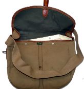 TACKLE BAG: Brady of Halesowen canvas/leather game bag, measuring 13