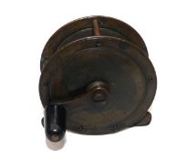 REEL: Early Hardy all brass crank wind trout winch, 2.75