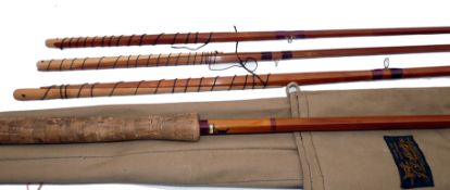 ROD: JS Sharpe of Aberdeen 13' 3 piece with correct spare tip, spliced joint impregnated cane salmon