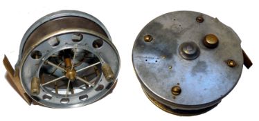 REEL: Extremely rare Roller back Coxon Aerial reel with German silver front rim binding, 4.5
