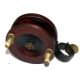 REEL: Scarce Nottingham mahogany/brass collar fitting winch, 3.75" diameter drum, deep dish with - Image 1 of 2