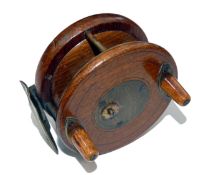 REEL: D Slater Patent mahogany and brass Combination reel, 3.5