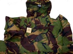 SUIT: Two piece camouflage suit comprising of a smock with hood, size large being 58