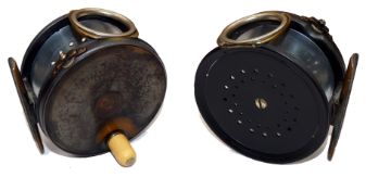 REEL: Hardy Perfect brass faced alloy salmon fly reel, 4.25