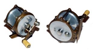 REEL: Scarce vintage USA raised pillar bass reel in bronze and nickel, 2