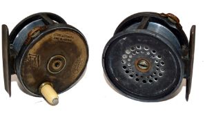 REEL: Rare Hardy Houghton brass face alloy trout fly reel, 2-5/8