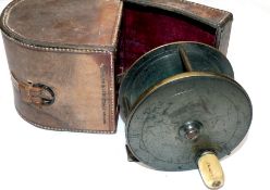REEL & CASE: Farlow 191 Strand London all brass plate wind trout fly reel, 3.5