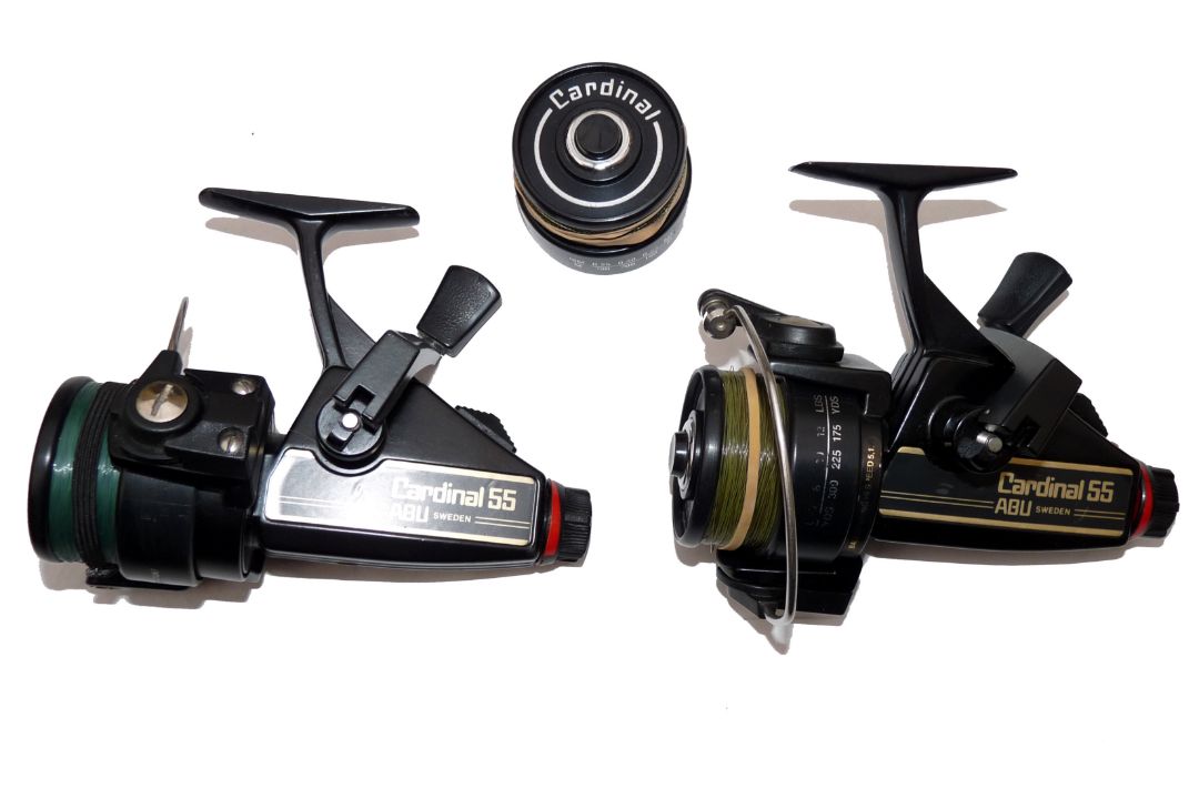 REELS & SPOOL: (3) Pair of Abu Sweden Cardinal 55 rear drag reels, both with silent anti reverse