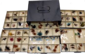 FLY RESERVOIR: An unnamed Farlow The Meakin 6 drawer dry fly cabinet measuring 9