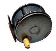 REEL: Hardy Perfect brass faced alloy salmon fly reel in superb condition, 4.25