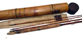 ROD & TUBE: An early Hardy Palakona 10' 3 pce with spare tip trout fly rod No 94867, agate butt &