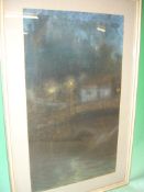 George Vernon Stokes 1873-1954 A Nocturne. A view of Arundel. Signed. Pastel on paper 24