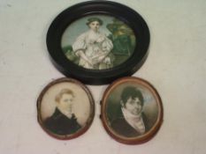 English Miniaturist A portrait of a gentleman signed Howard, another miniature and a print