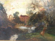 Robert Scott-Temple exh. 1880-1905 Mill scene with weir. Signed. Oil on canvas 10