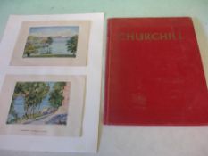 Winston Churchill A volume, Churchill, The Man of The Century together with a pair of prints after