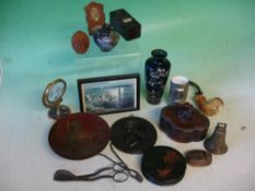 A Collection Of Small Decorative Items Including cloisonné (Damaged), papier-mache, treen and
