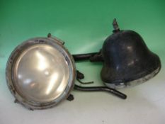 Automobilia: A Pair of Headlamps Black painted bodies and bevelled lenses. With dumb-iron
