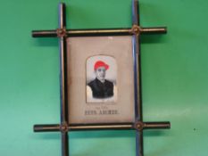 A Stevengraph Silk portrait of The Late Fred. Archer. Depicted in the colours of Lord Falmouth